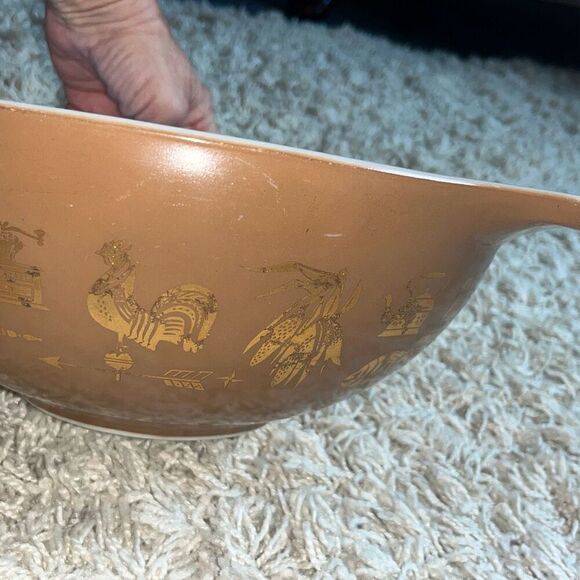 Pyrex Early Americana Cinderella 4 Qt Casserole Mixing Bowl Brown Americana 444 - Picture 13 of 16